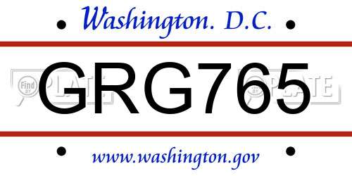 GRG765 District Of Columbia License Plate