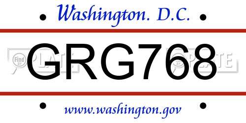 GRG768 District Of Columbia License Plate