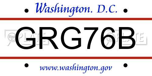 GRG76B District Of Columbia License Plate