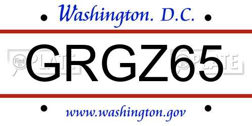 GRGZ65 District Of Columbia License Plate