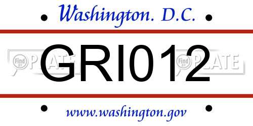 GRI012 District Of Columbia License Plate