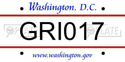 GRI017 District Of Columbia License Plate