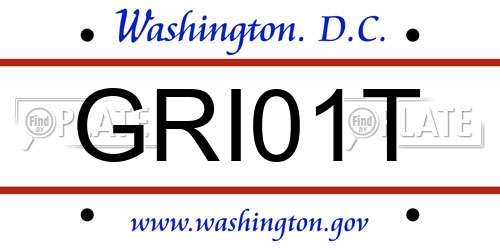GRI01T District Of Columbia License Plate