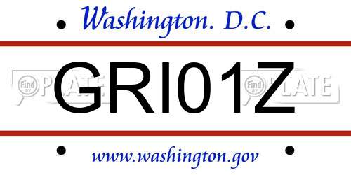 GRI01Z District Of Columbia License Plate