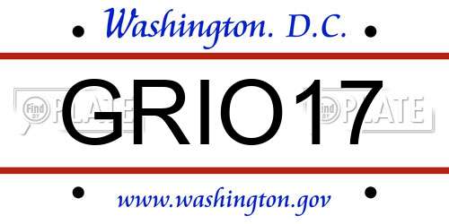GRIO17 District Of Columbia License Plate