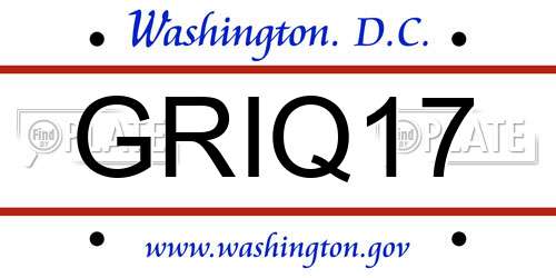GRIQ17 District Of Columbia License Plate