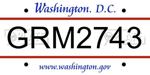 GRM2743 District Of Columbia License Plate