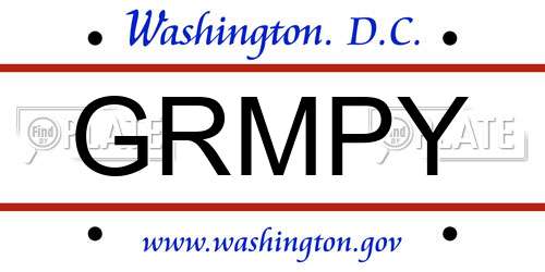 GRMPY District Of Columbia License Plate