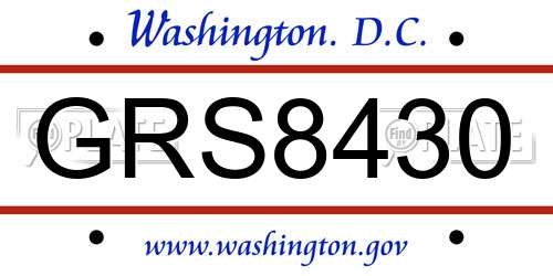 GRS8430 District Of Columbia License Plate