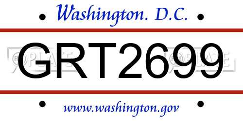 GRT2699 District Of Columbia License Plate