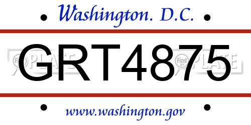 GRT4875 District Of Columbia License Plate