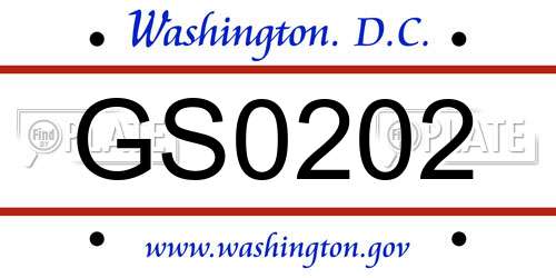 GS0202 District Of Columbia License Plate