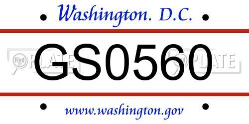 GS0560 District Of Columbia License Plate