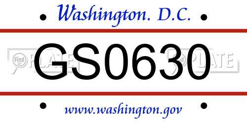 GS0630 District Of Columbia License Plate