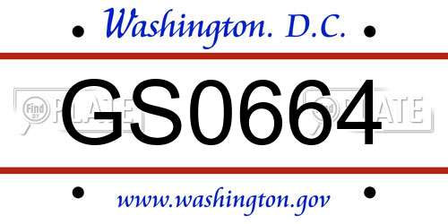 GS0664 District Of Columbia License Plate