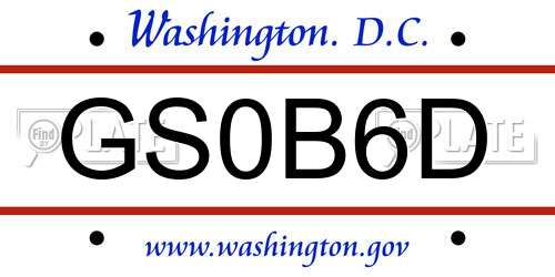 GS0B6D District Of Columbia License Plate