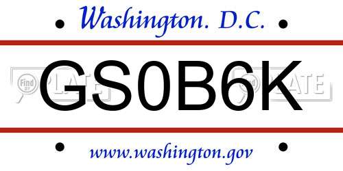 GS0B6K District Of Columbia License Plate