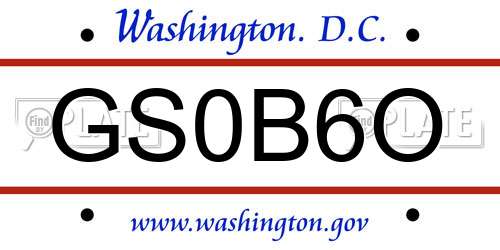 GS0B6O District Of Columbia License Plate