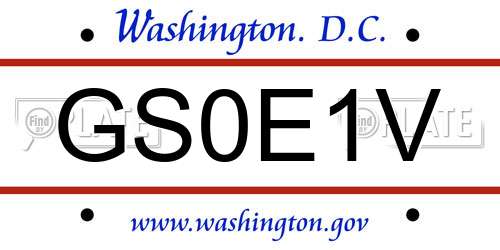 GS0E1V District Of Columbia License Plate