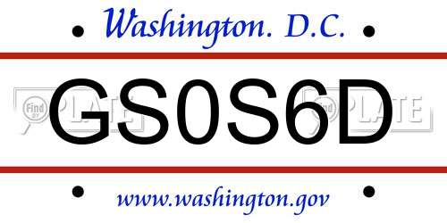 GS0S6D District Of Columbia License Plate