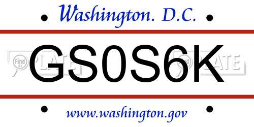 GS0S6K District Of Columbia License Plate