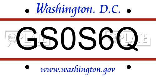 GS0S6Q District Of Columbia License Plate