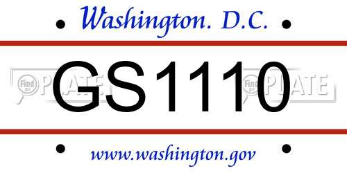 GS1110 District Of Columbia License Plate