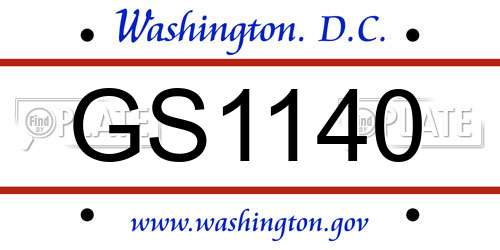 GS1140 District Of Columbia License Plate
