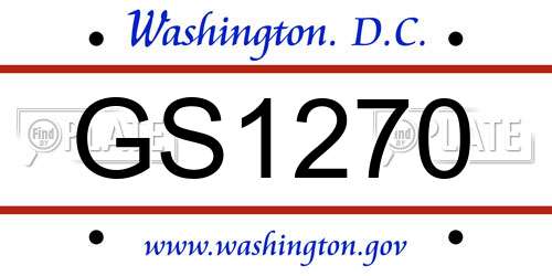GS1270 District Of Columbia License Plate