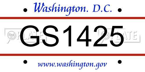 GS1425 District Of Columbia License Plate
