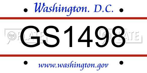 GS1498 District Of Columbia License Plate