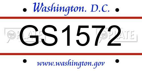 GS1572 District Of Columbia License Plate