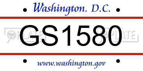 GS1580 District Of Columbia License Plate