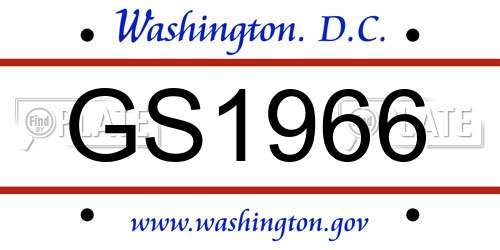 GS1966 District Of Columbia License Plate