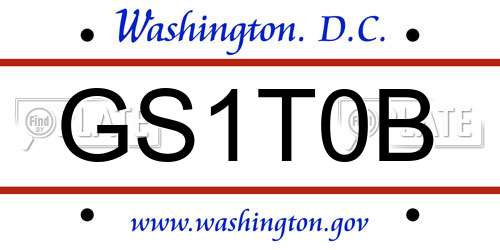 GS1T0B District Of Columbia License Plate