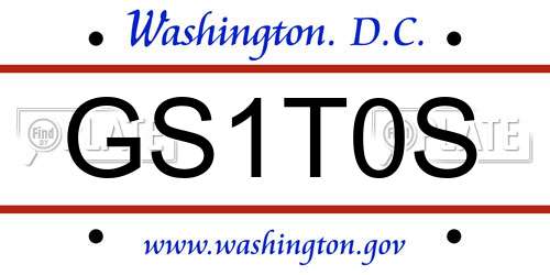GS1T0S District Of Columbia License Plate