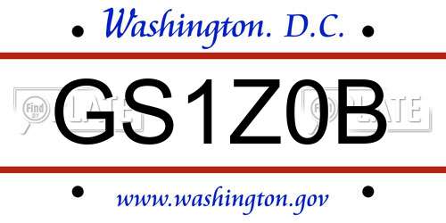 GS1Z0B District Of Columbia License Plate
