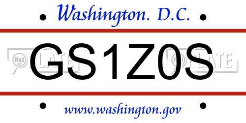 GS1Z0S District Of Columbia License Plate