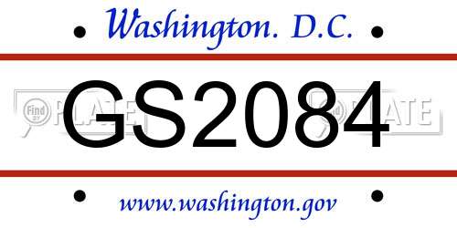 GS2084 District Of Columbia License Plate