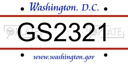 GS2321 District Of Columbia License Plate