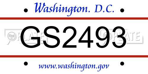 GS2493 District Of Columbia License Plate