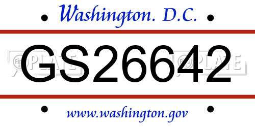 GS26642 District Of Columbia License Plate