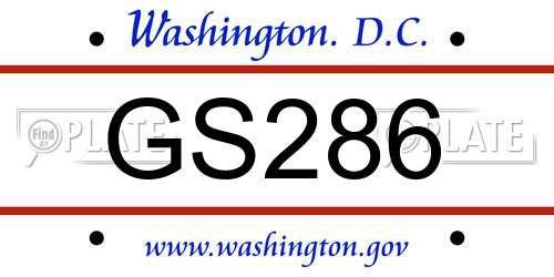 GS286 District Of Columbia License Plate