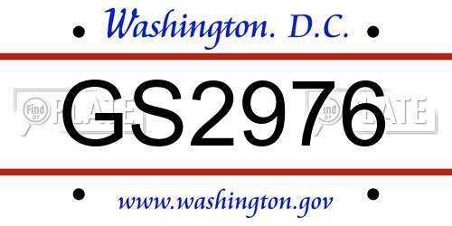 GS2976 District Of Columbia License Plate