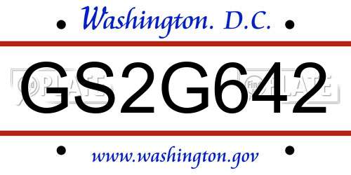 GS2G642 District Of Columbia License Plate