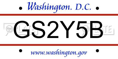 GS2Y5B District Of Columbia License Plate