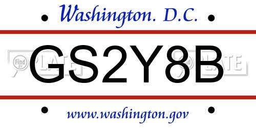 GS2Y8B District Of Columbia License Plate