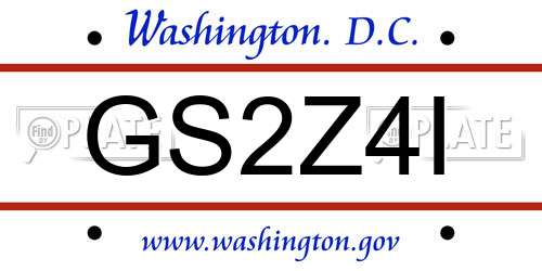 GS2Z4I District Of Columbia License Plate