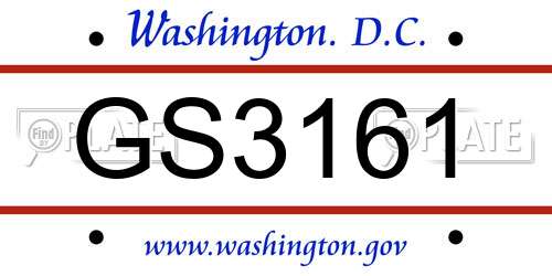 GS3161 District Of Columbia License Plate