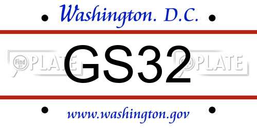 GS32 District Of Columbia License Plate
